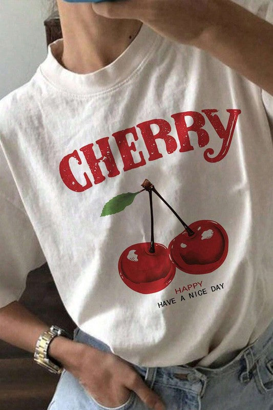 Cherry Graphic Oversized Tee