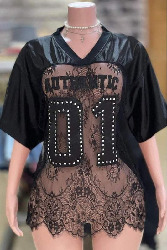 Black Sheer Lace Oversized Dress
