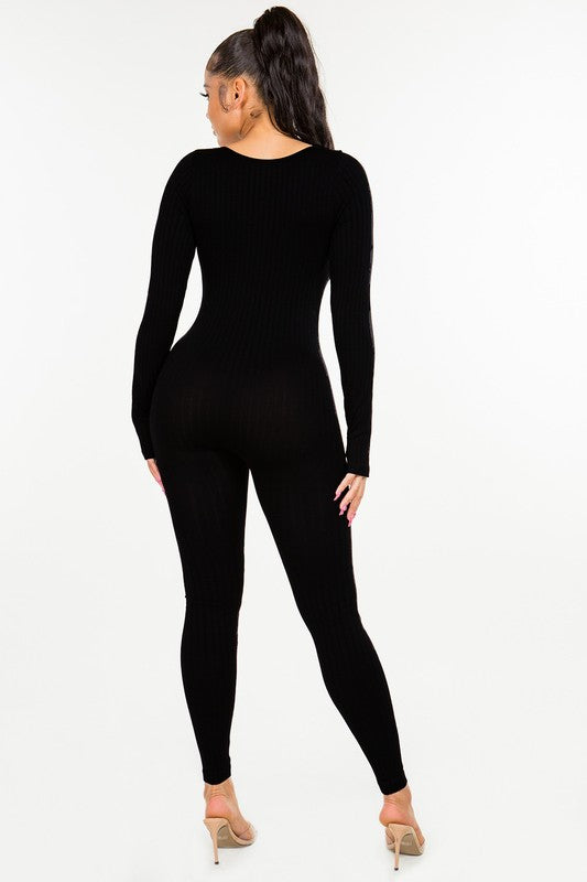 Ribbed Round neck Jumpsuit