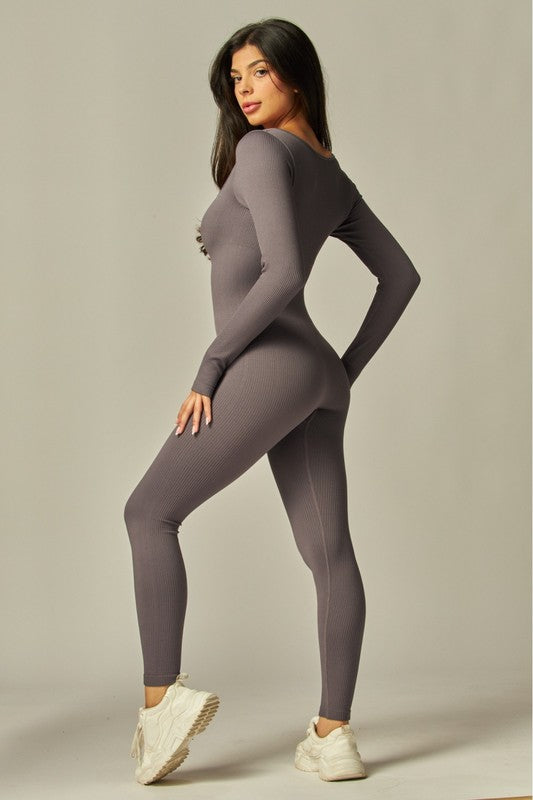 Ribbed Round neck Jumpsuit