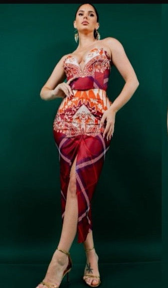 Indy Print High Slit Dress