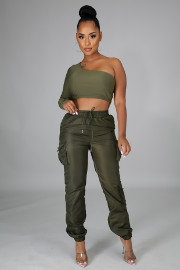 2 Piece Olive Jogger Set