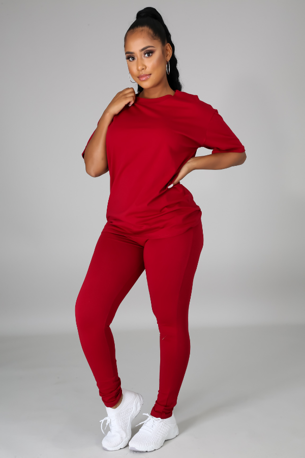 Burgundy As Always 2 Piece Legging Set