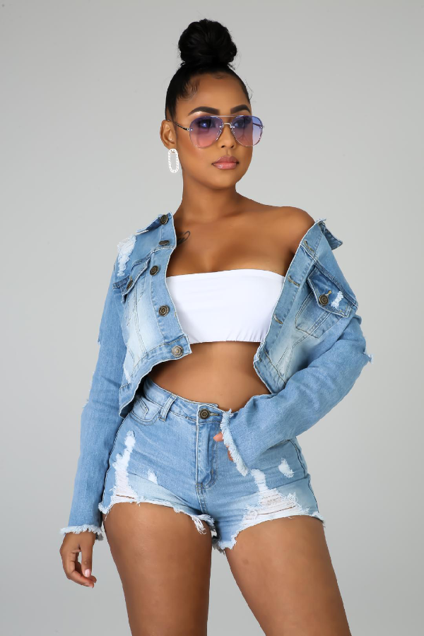 Classic Denim Short Set