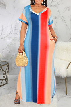 Colorblock V-neck Dress